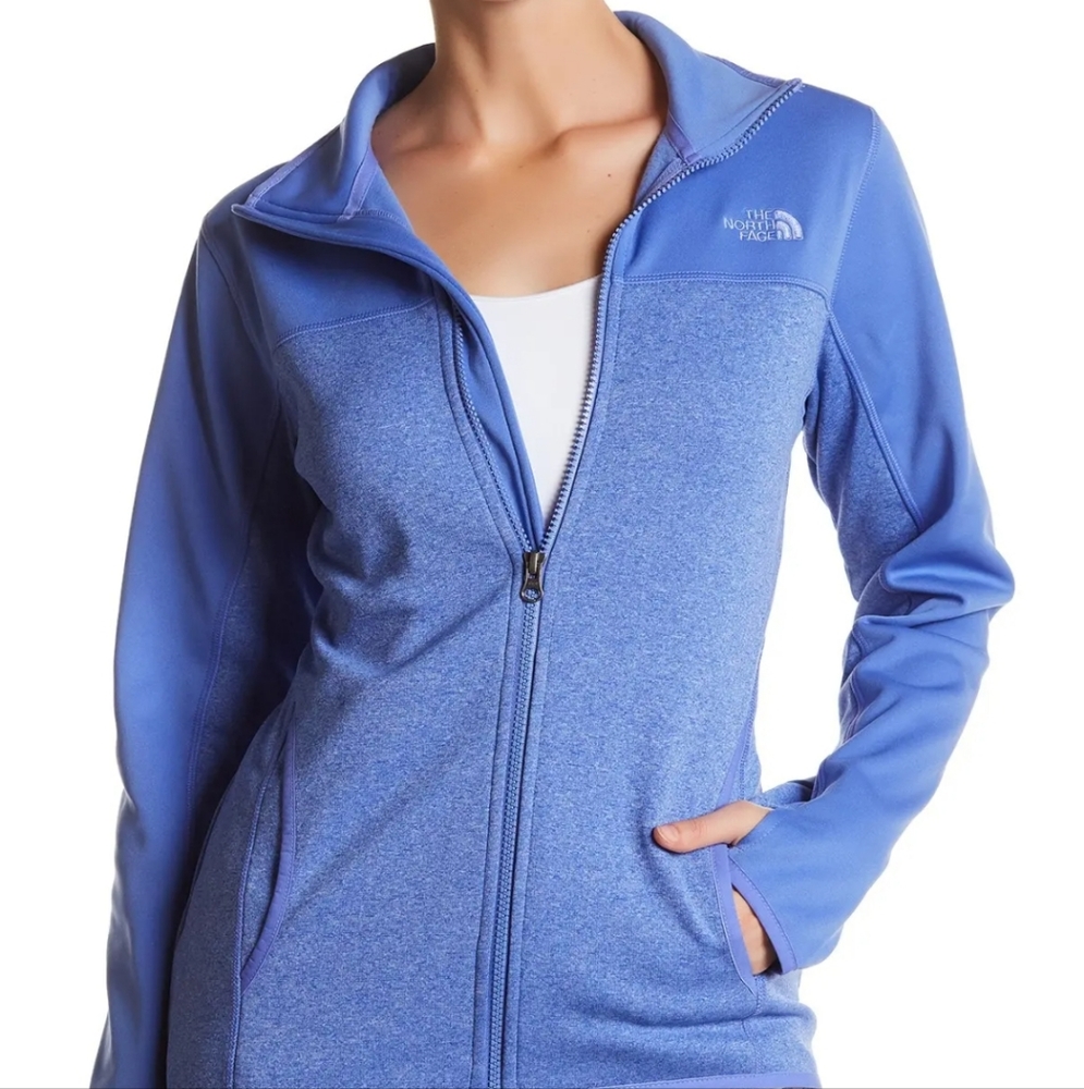 North Face Jacket Womens Small Blue Full Zip Track Fleece Long Sleeve Thumbholes - Picture 8 of 8